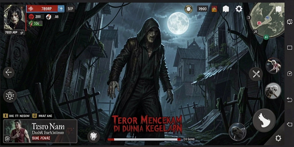 Gameplay menyeramkan dalam 789RP yang memperlihatkan kegelapan dan ketegangan.