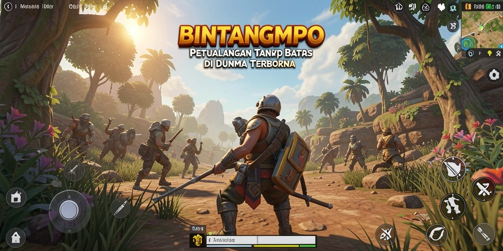 Tangkapan layar menampilkan pemandangan indah dalam game Open World.