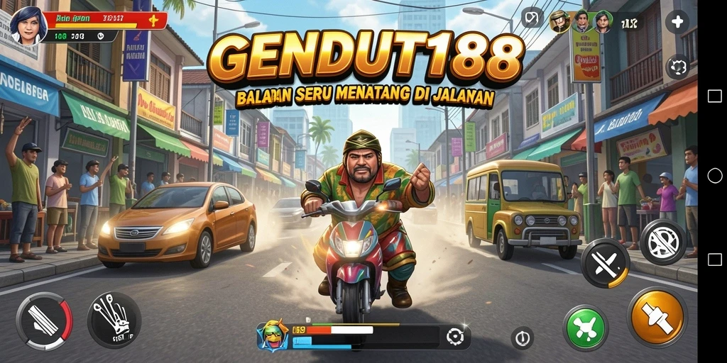 Gameplay balapan menegangkan dalam GENDUT188 dengan mobil cepat.
