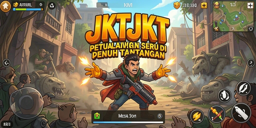 Tampilan gameplay penuh aksi di JKTJKT yang menghanyutkan.
