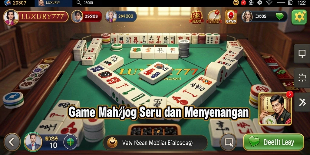Screenshot LUXURY777 menampilkan gameplay Mahjong yang menarik dan interaktif.