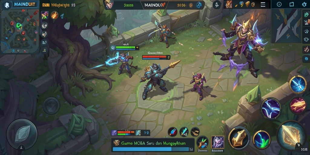 Screenshot menampilkan aksi seru dalam permainan MOBA MAINDUIT.