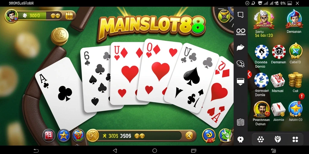 Screenshot gameplay MAINSLOT88 yang menampilkan aksi seru permainan domino.
