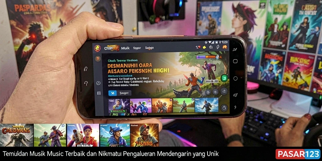 Tampilan antarmuka PASAR123 dengan berbagai pilihan lagu.