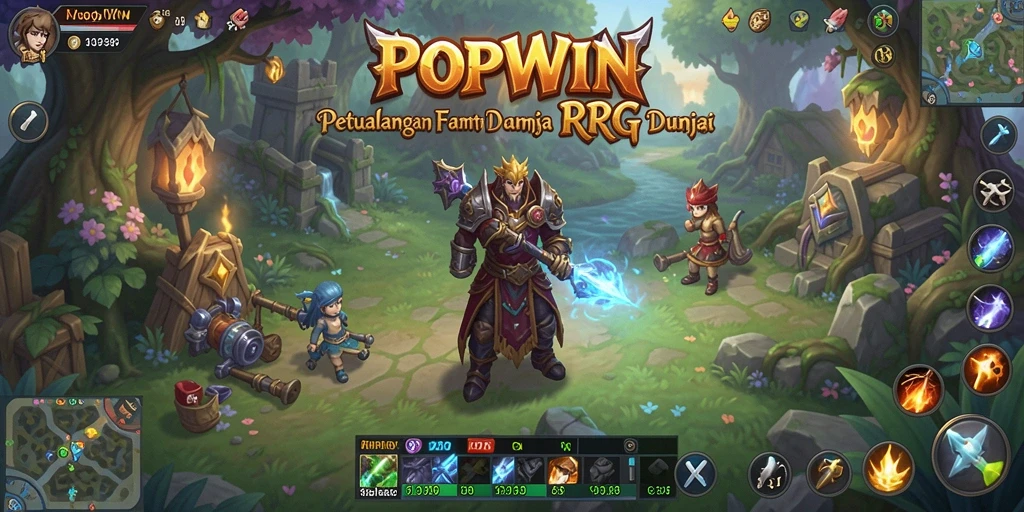 Tampilan gameplay inti dari <strong>POPWIN</strong> yang memukau dan penuh aksi.