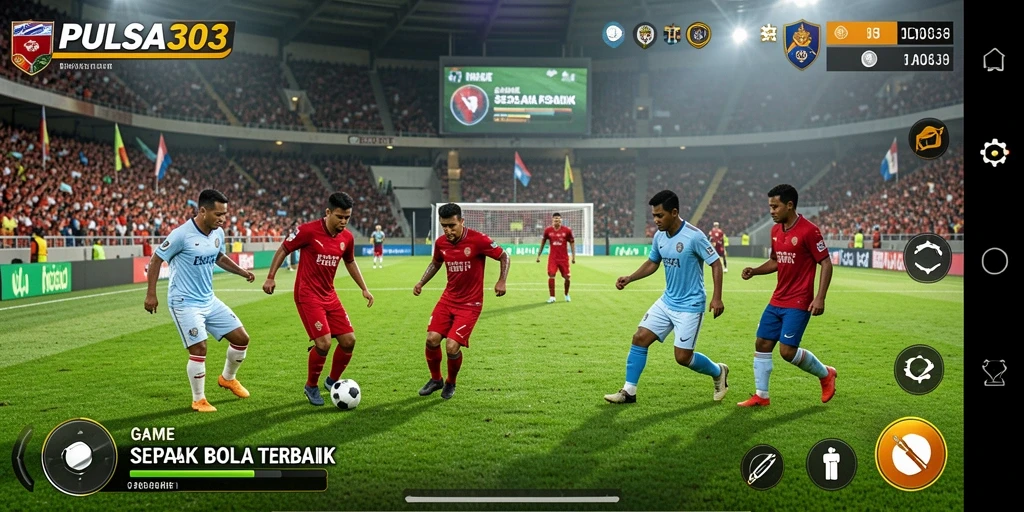 Screenshot PULSA303 menampilkan aksi seru di lapangan sepak bola.
