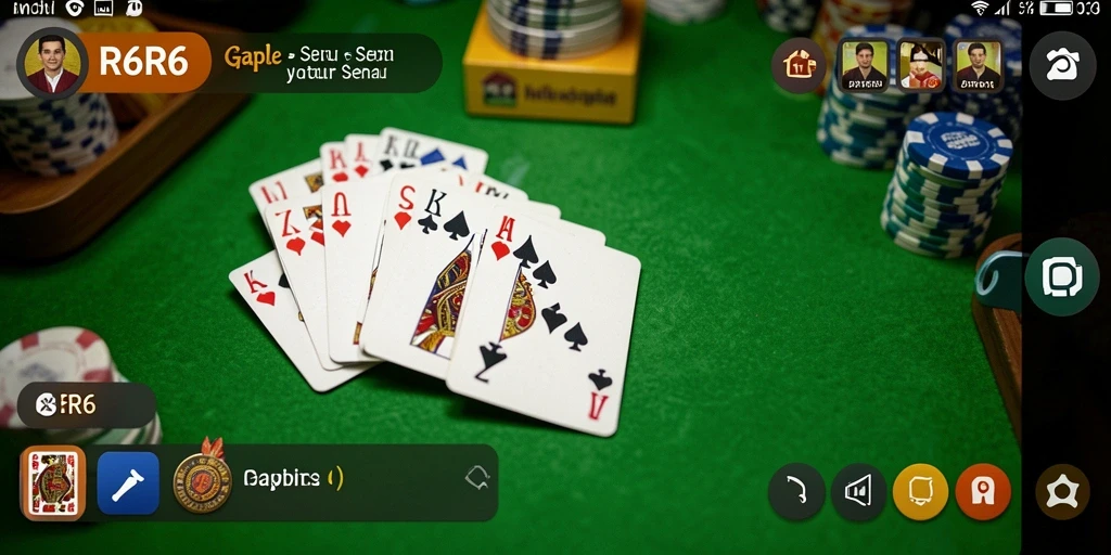 Tampilan gameplay R6R6 yang dinamis dan seru saat bermain Gaple.