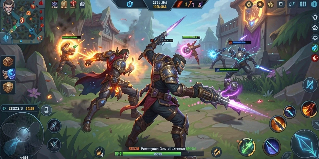 Screenshot SE328 menampilkan momen epik dalam pertempuran MOBA.