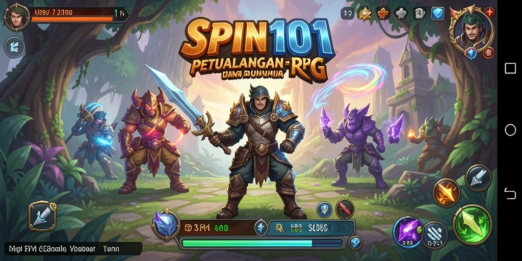 Screenshot gameplay SPIN101 yang menampilkan pertarungan seru di dunia RPG.