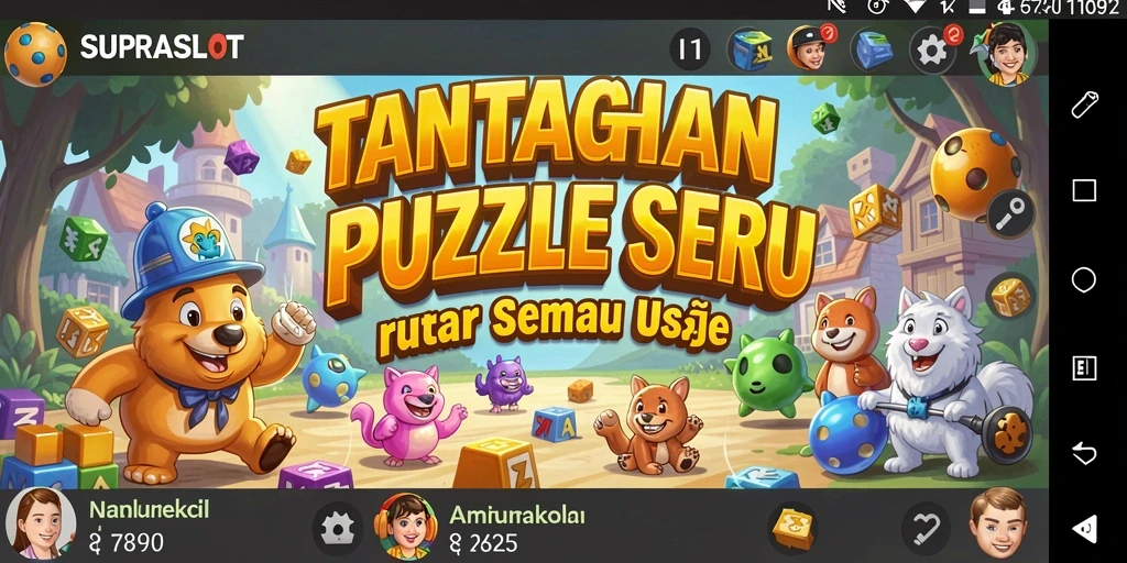 Screenshot dari gameplay <strong>SUPRASLOT</strong> menampilkan teka-teki yang menantang dan antarmuka yang menarik.